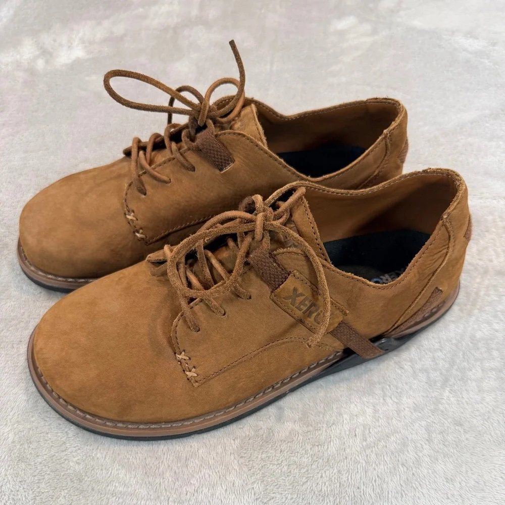 Xero‎ Shoes Mens Alston Barefoot Leather Oxford Dress Shoes Brown 7.5